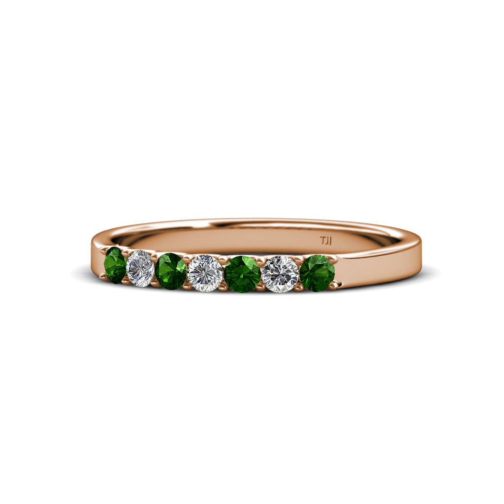 Fiala 2.40 mm Green Garnet and Diamond Wedding Band 