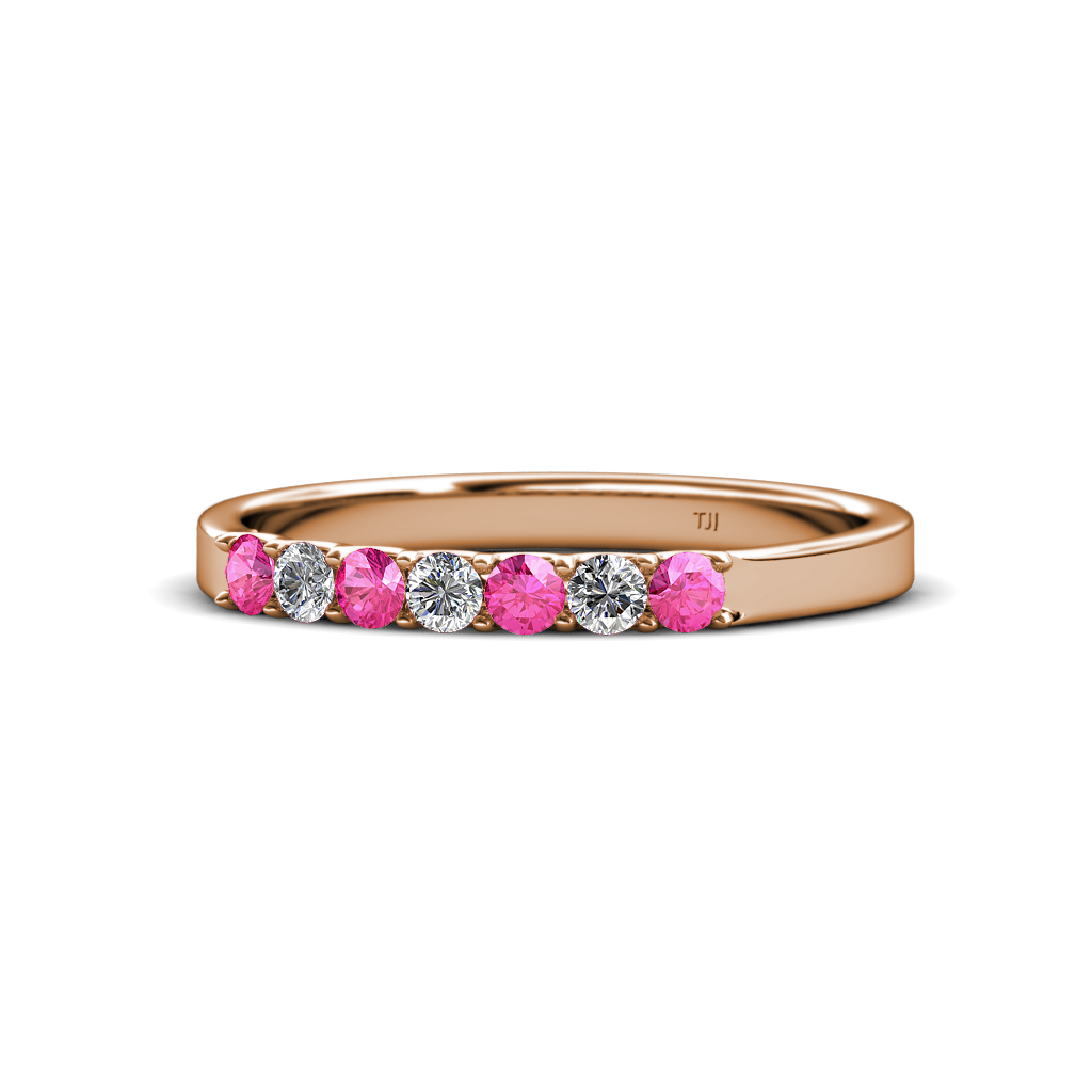 Fiala 2.40 mm Pink Sapphire and Diamond Wedding Band 