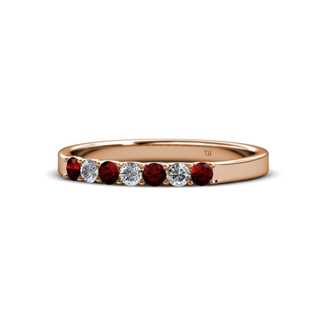 Fiala 2.40 mm Red Garnet and Diamond Wedding Band 