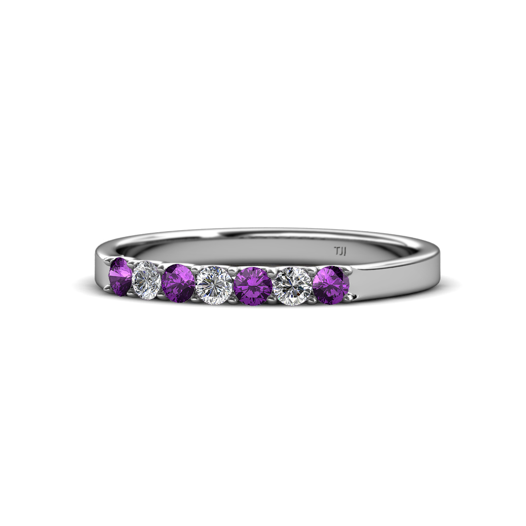 Fiala 2.40 mm Amethyst and Diamond Wedding Band 