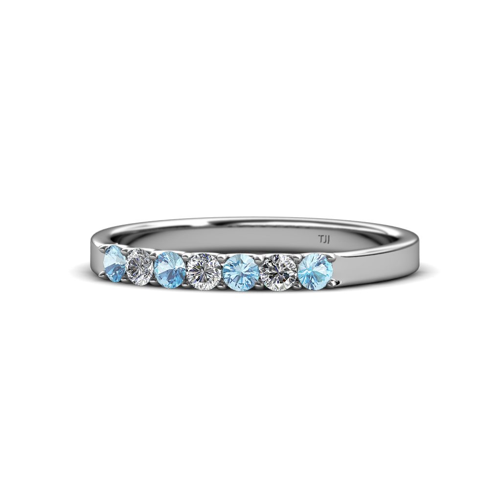 Fiala 2.40 mm Aquamarine and Diamond Wedding Band 