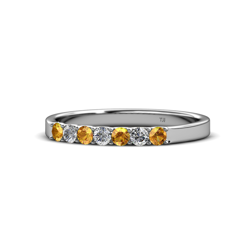 Fiala 2.40 mm Citrine and Diamond Wedding Band 