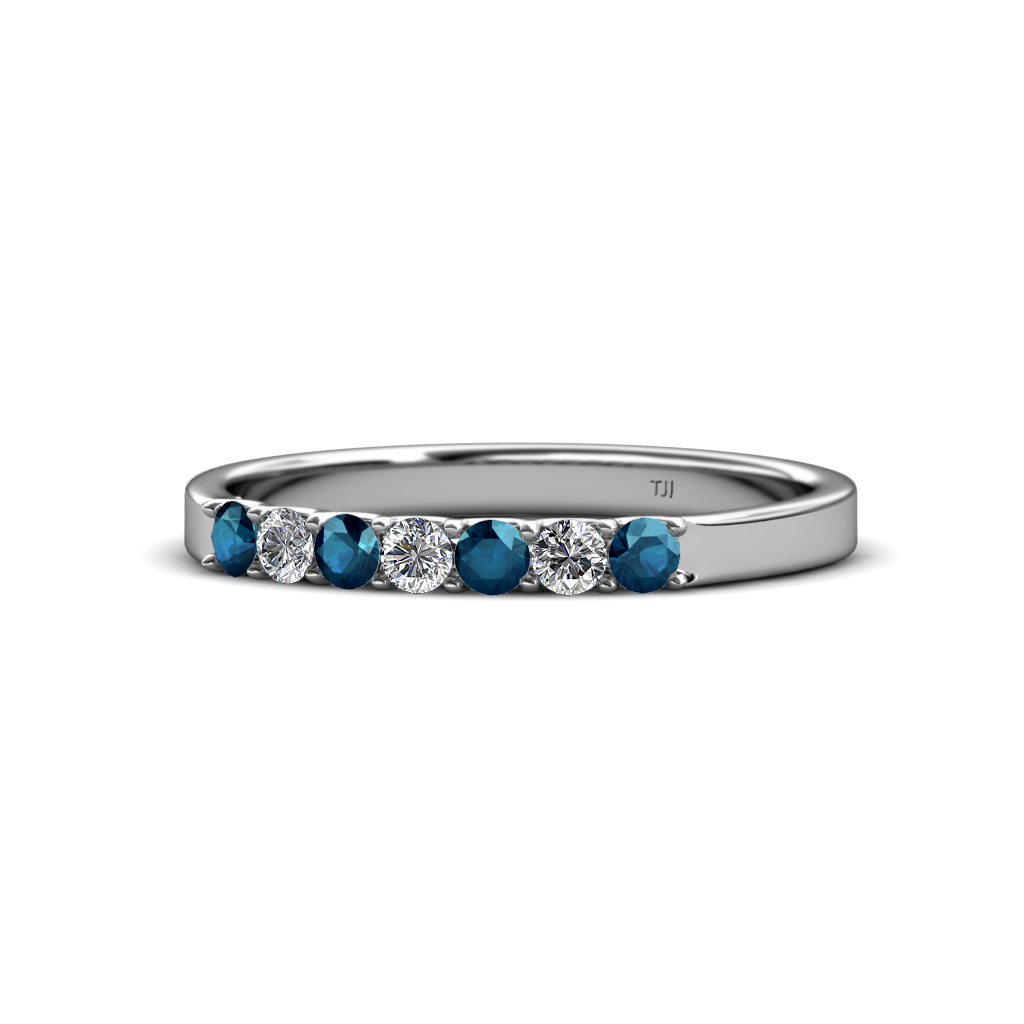 Fiala 2.40 mm Blue and White Diamond Wedding Band 