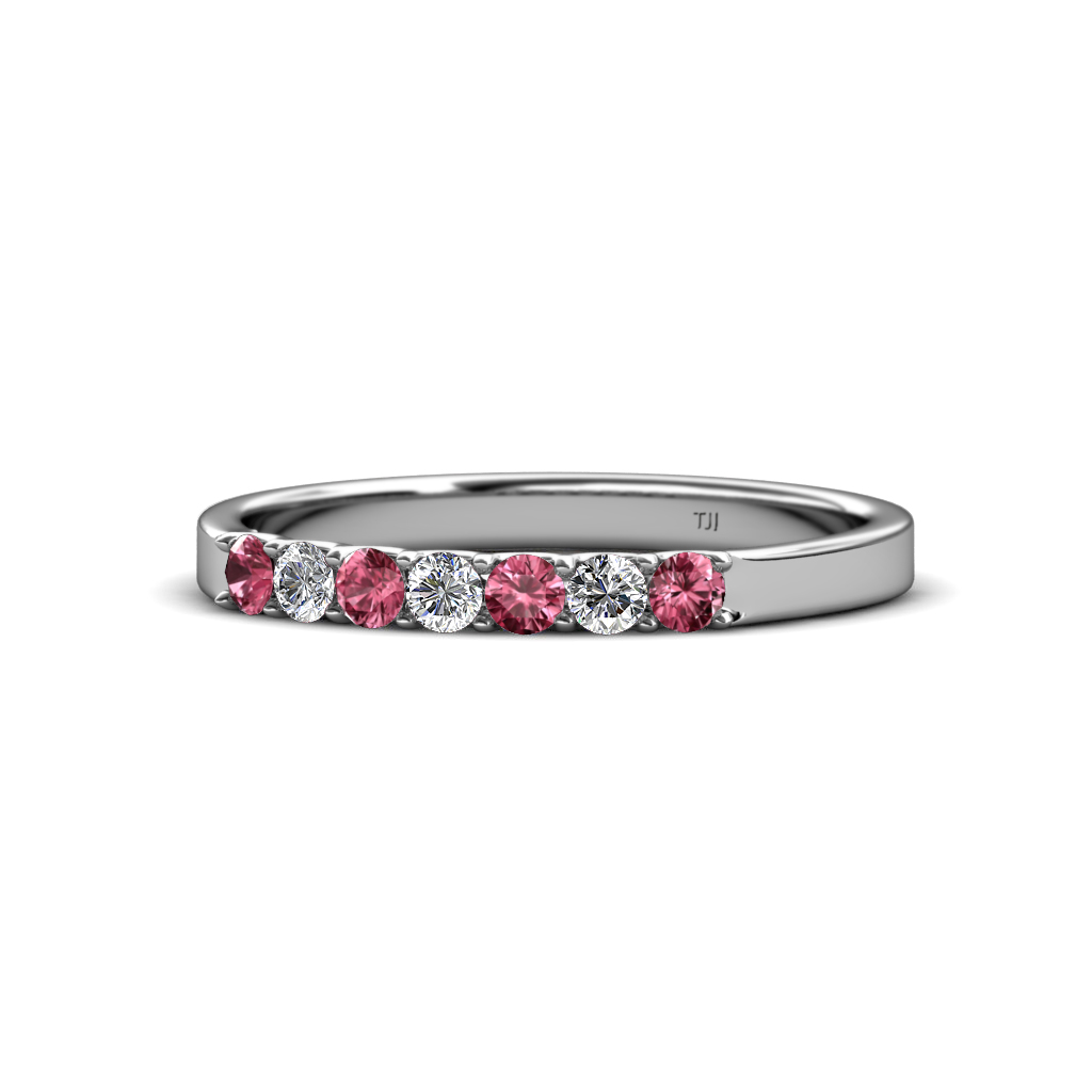 Fiala 2.40 mm Pink Tourmaline and Diamond Wedding Band 
