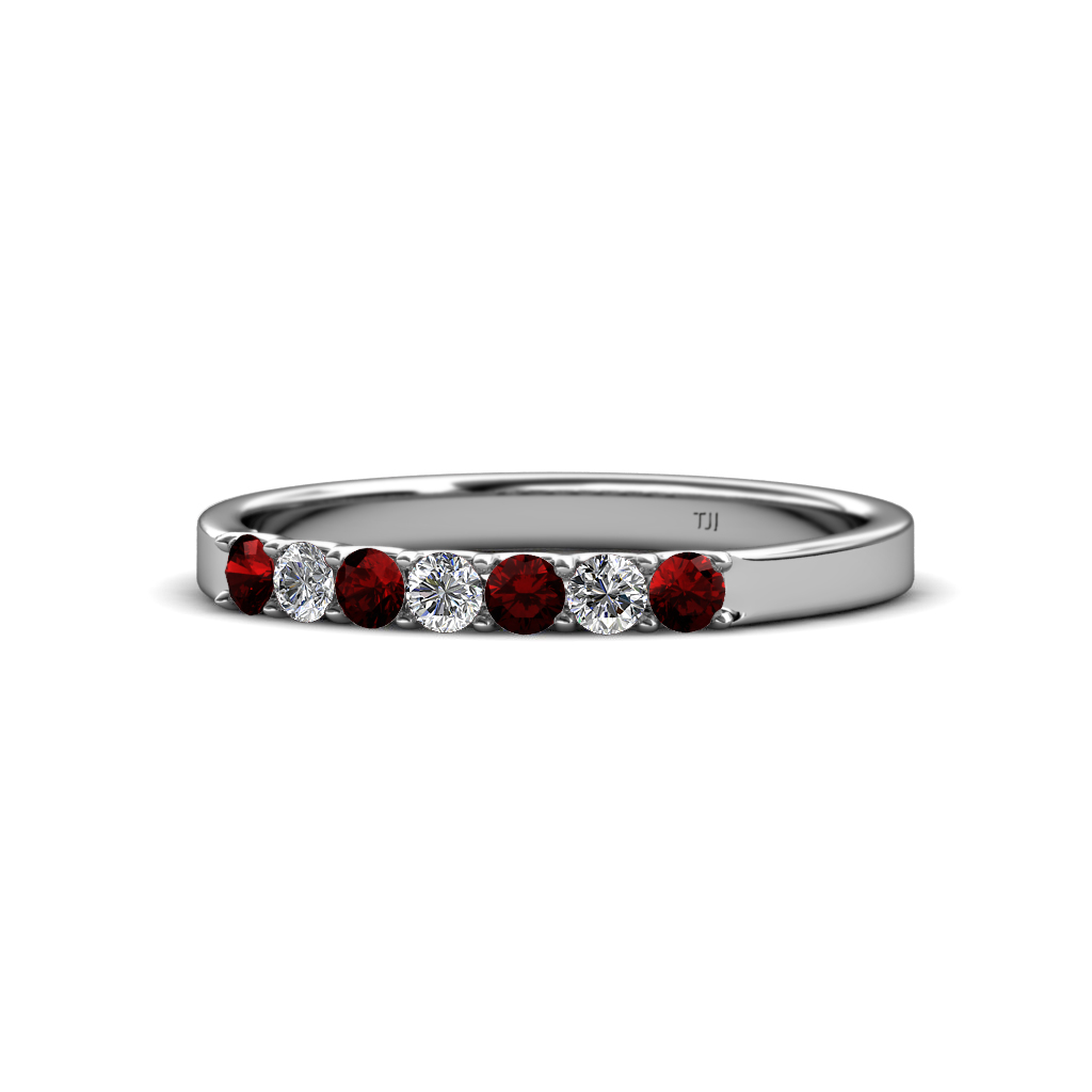 Fiala 2.40 mm Red Garnet and Diamond Wedding Band 