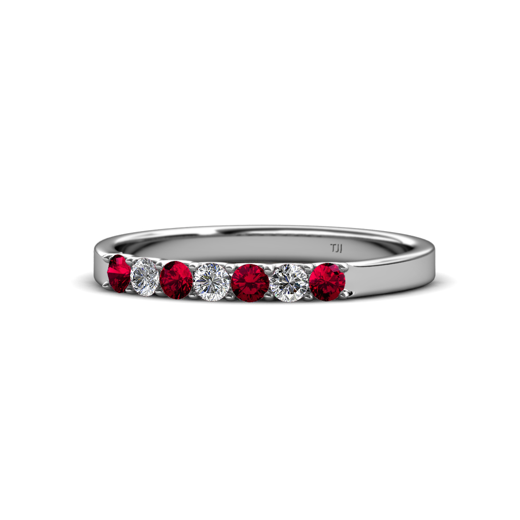 Fiala 2.40 mm Ruby and Diamond Wedding Band 