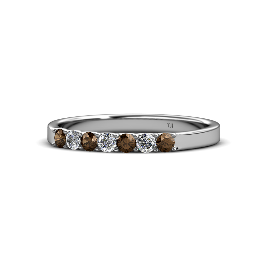 Fiala 2.40 mm Smoky Quartz and Diamond Wedding Band 