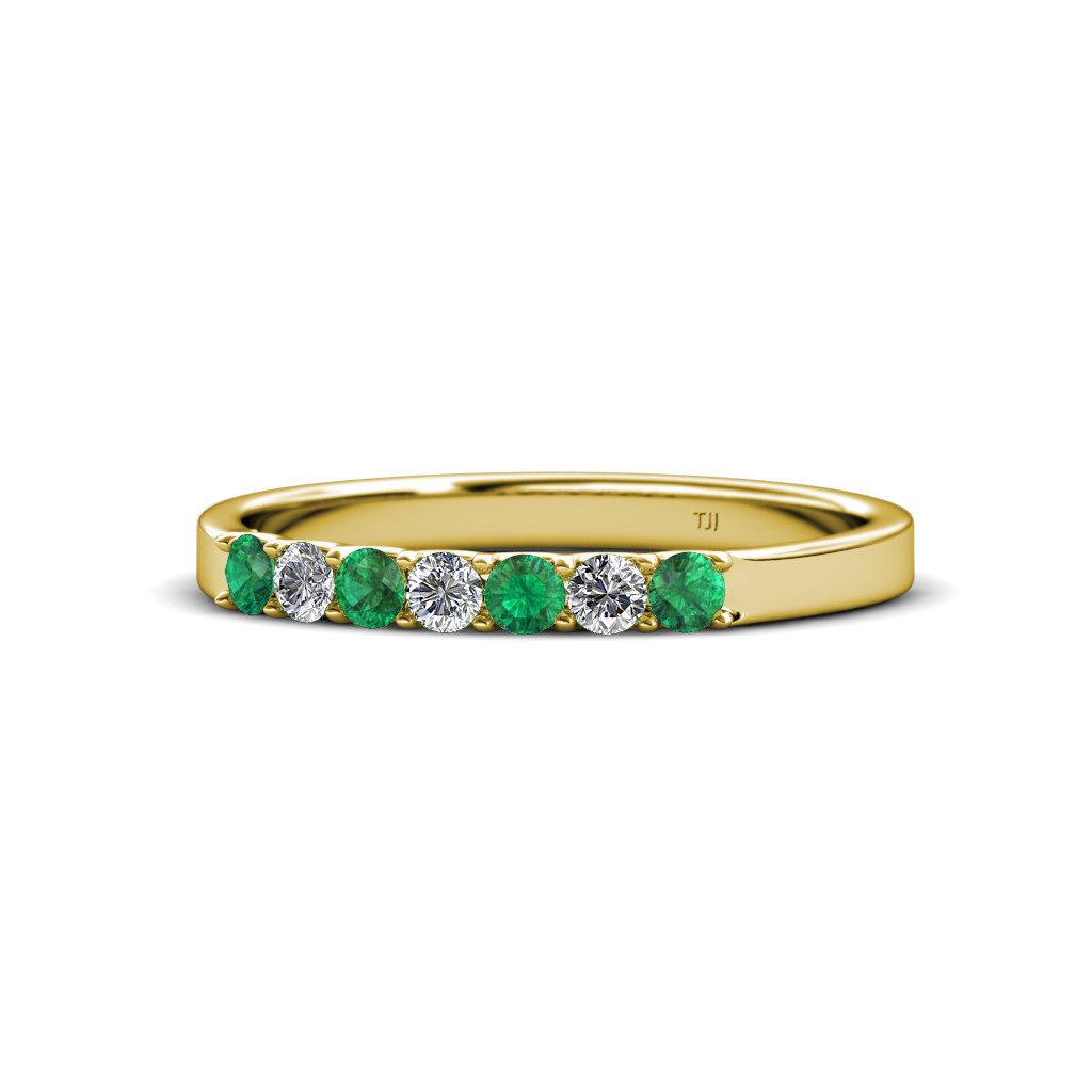 Fiala 2.40 mm Emerald and Diamond Wedding Band 