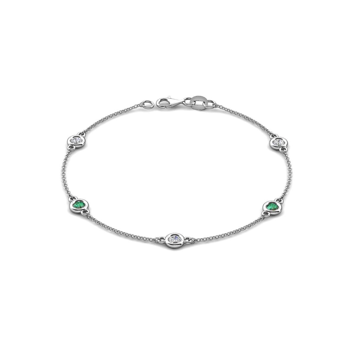 Aizza 1.35 ctw Created Alexandrite and Lab Grown Diamond (4 mm) Station Bracelet 
