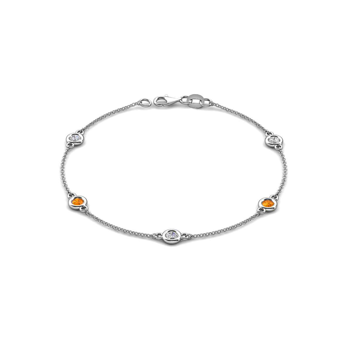 Aizza 1.15 ctw Citrine and Lab Grown Diamond (4 mm) Station Bracelet 