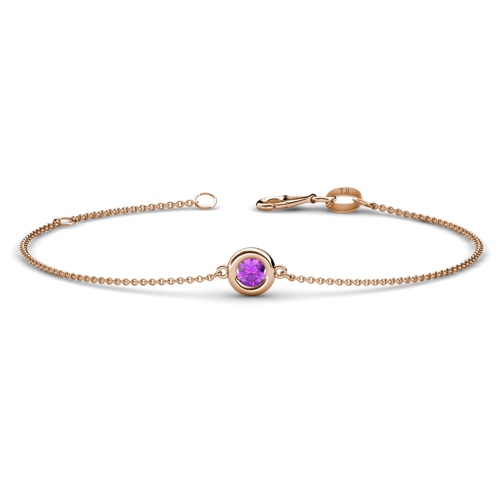 Alys 0.40 ct Amethyst Solitaire Station Minimalist Bracelet 