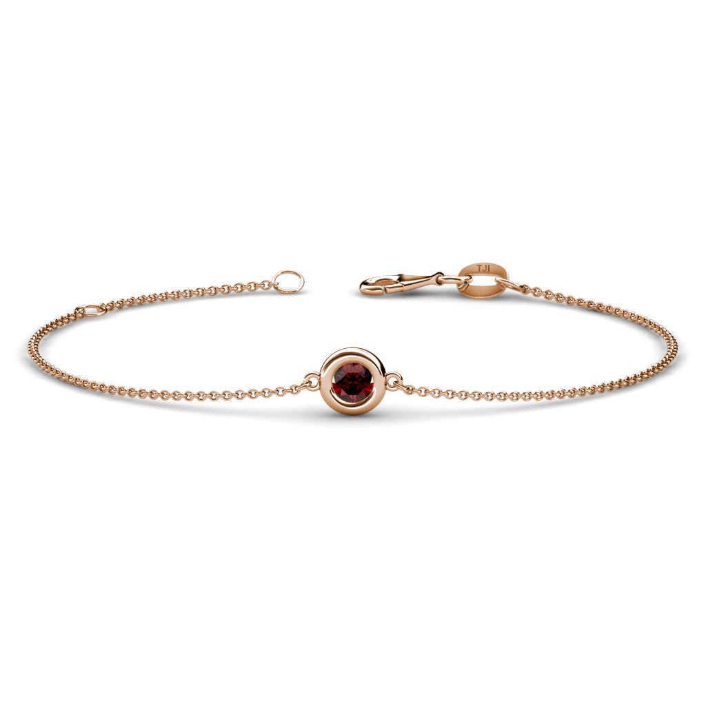 Alys 0.63 ct Red Garnet Solitaire Station Minimalist Bracelet 