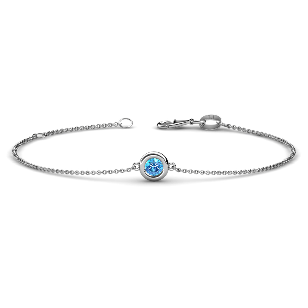 Alys 0.50 ct Blue Topaz Solitaire Station Minimalist Bracelet 