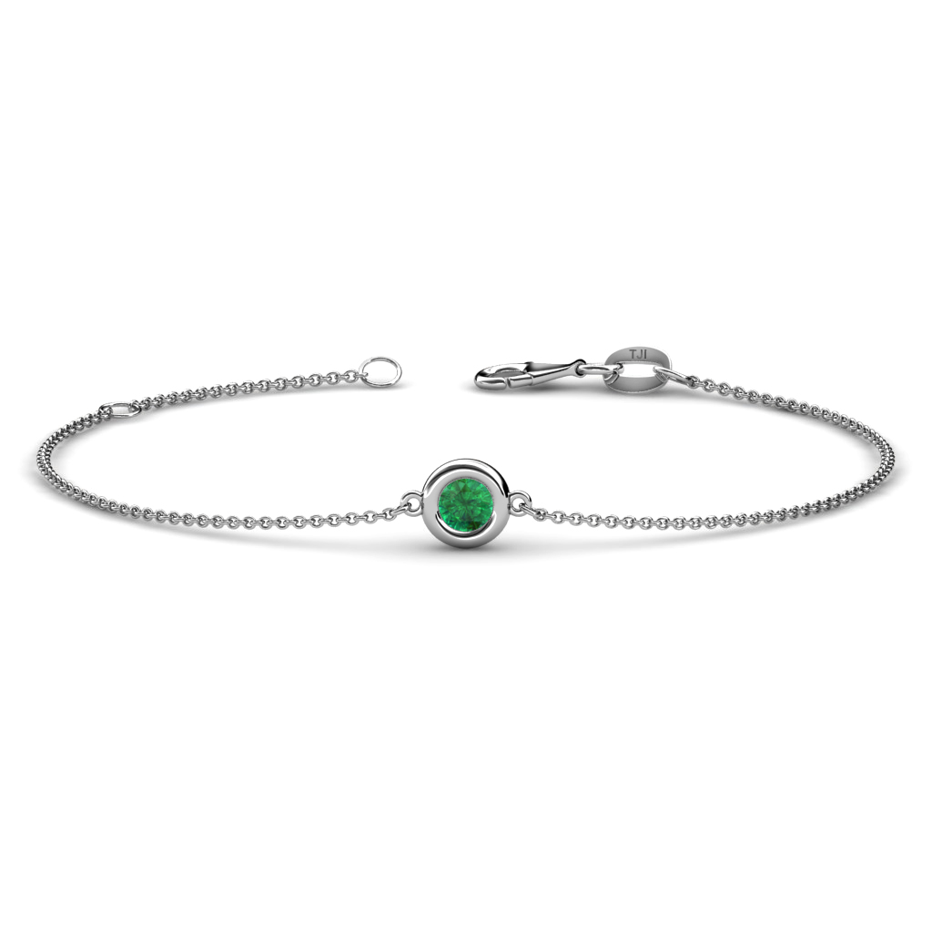 Alys 0.40 ct Natural Emerald Solitaire Station Minimalist Bracelet 