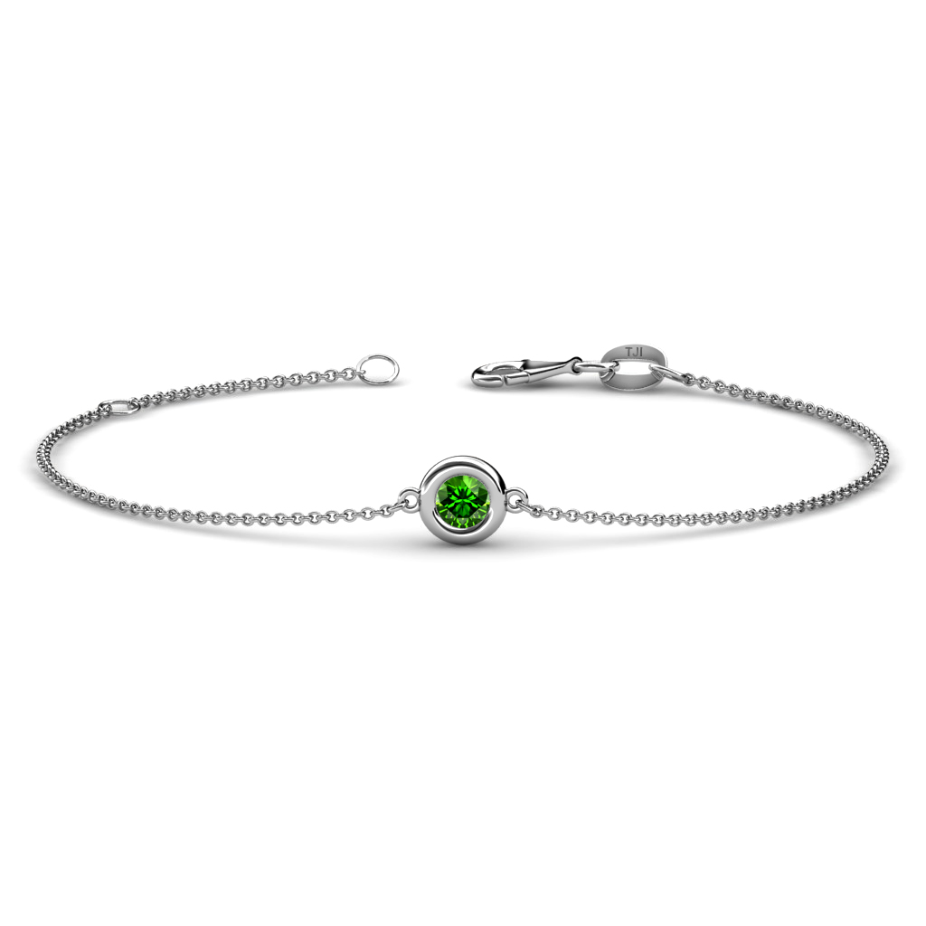 Alys 0.60 ct Green Garnet Solitaire Station Minimalist Bracelet 