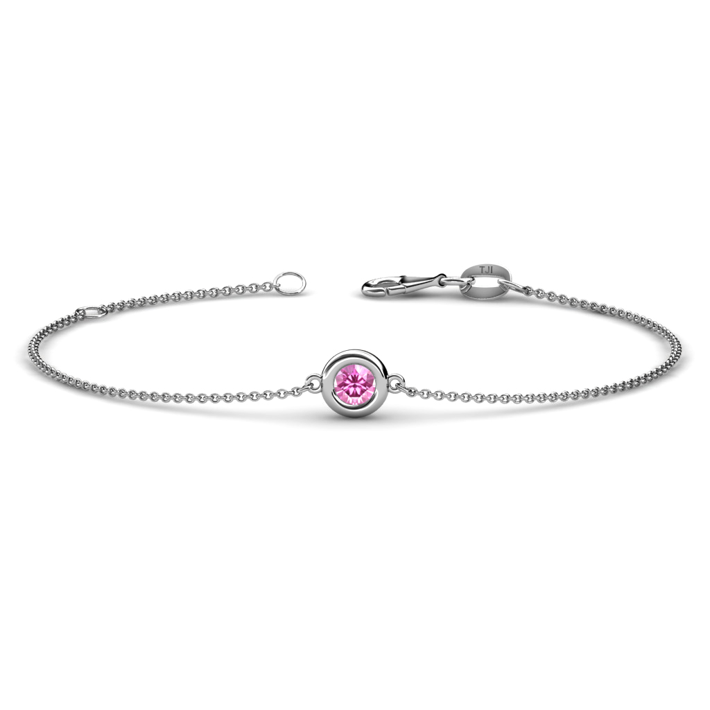 Alys 0.53 ct Natural Pink Sapphire Solitaire Station Minimalist Bracelet 