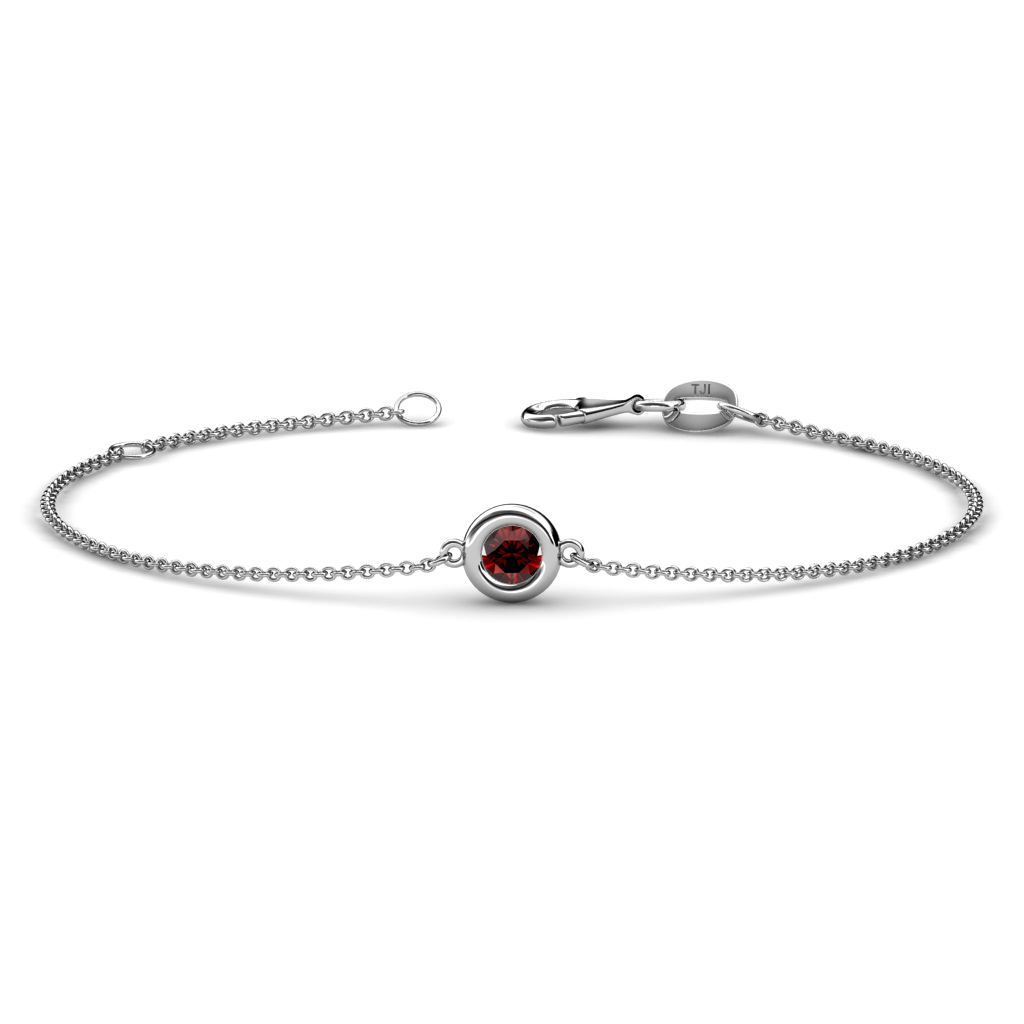 Alys 0.63 ct Red Garnet Solitaire Station Minimalist Bracelet 
