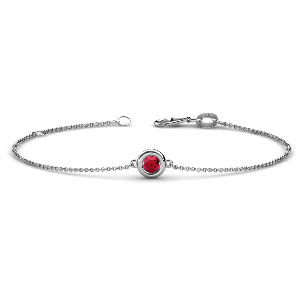Alys 0.55 ct Natural Ruby Solitaire Station Minimalist Bracelet 