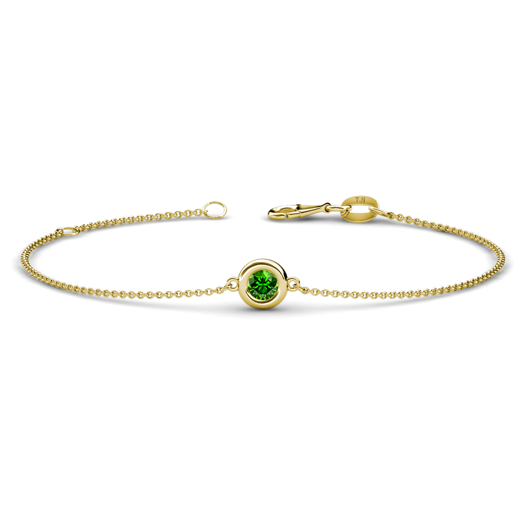 Alys 0.60 ct Green Garnet Solitaire Station Minimalist Bracelet 