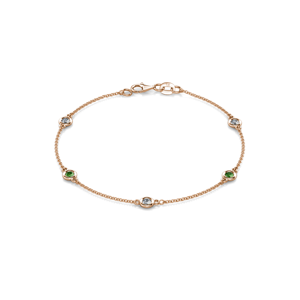 Aizza 0.79 ctw Green Garnet and Natural Diamond (3.50 mm) Station Bracelet 