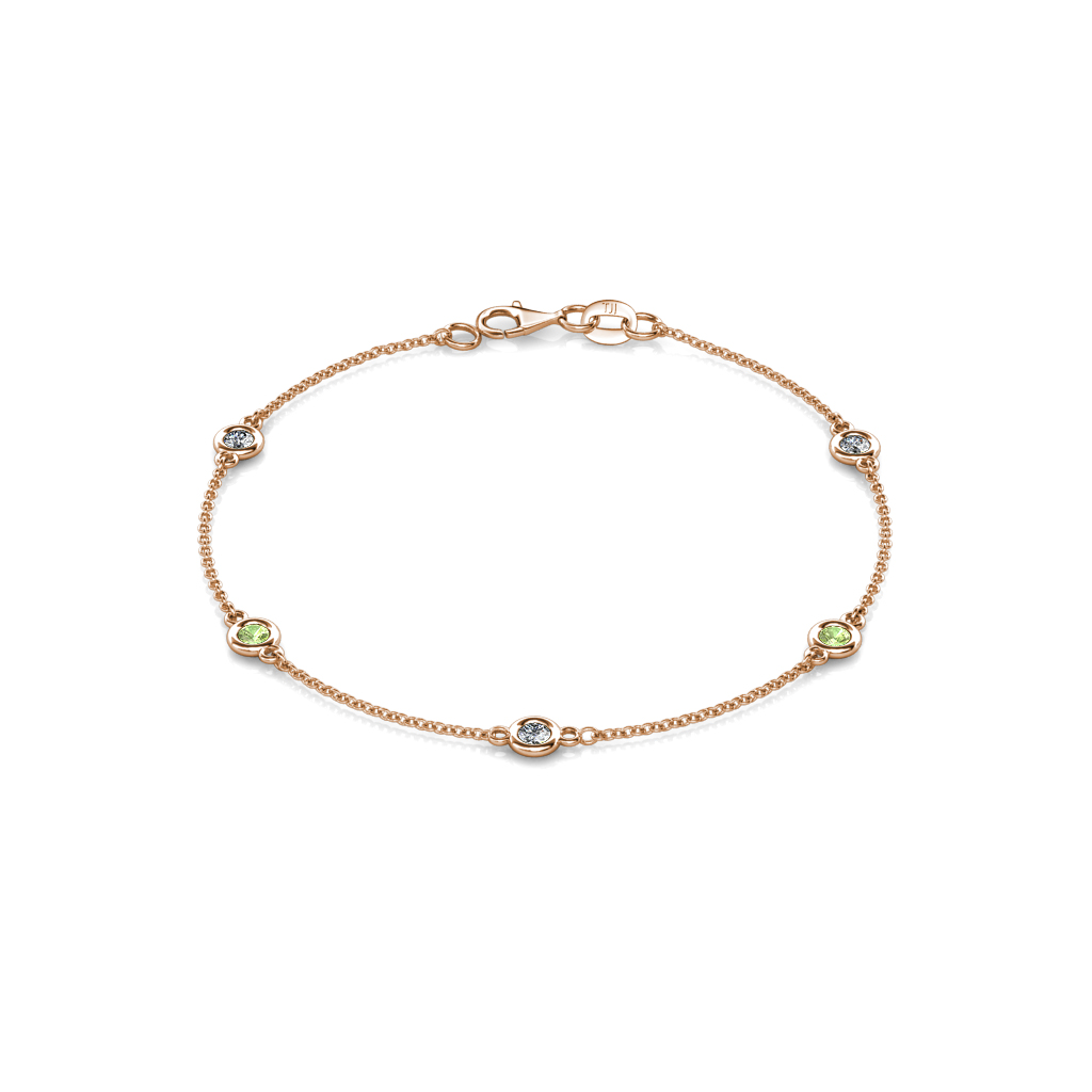 Aizza 0.79 ctw Peridot and Natural Diamond (3.50 mm) Station Bracelet 