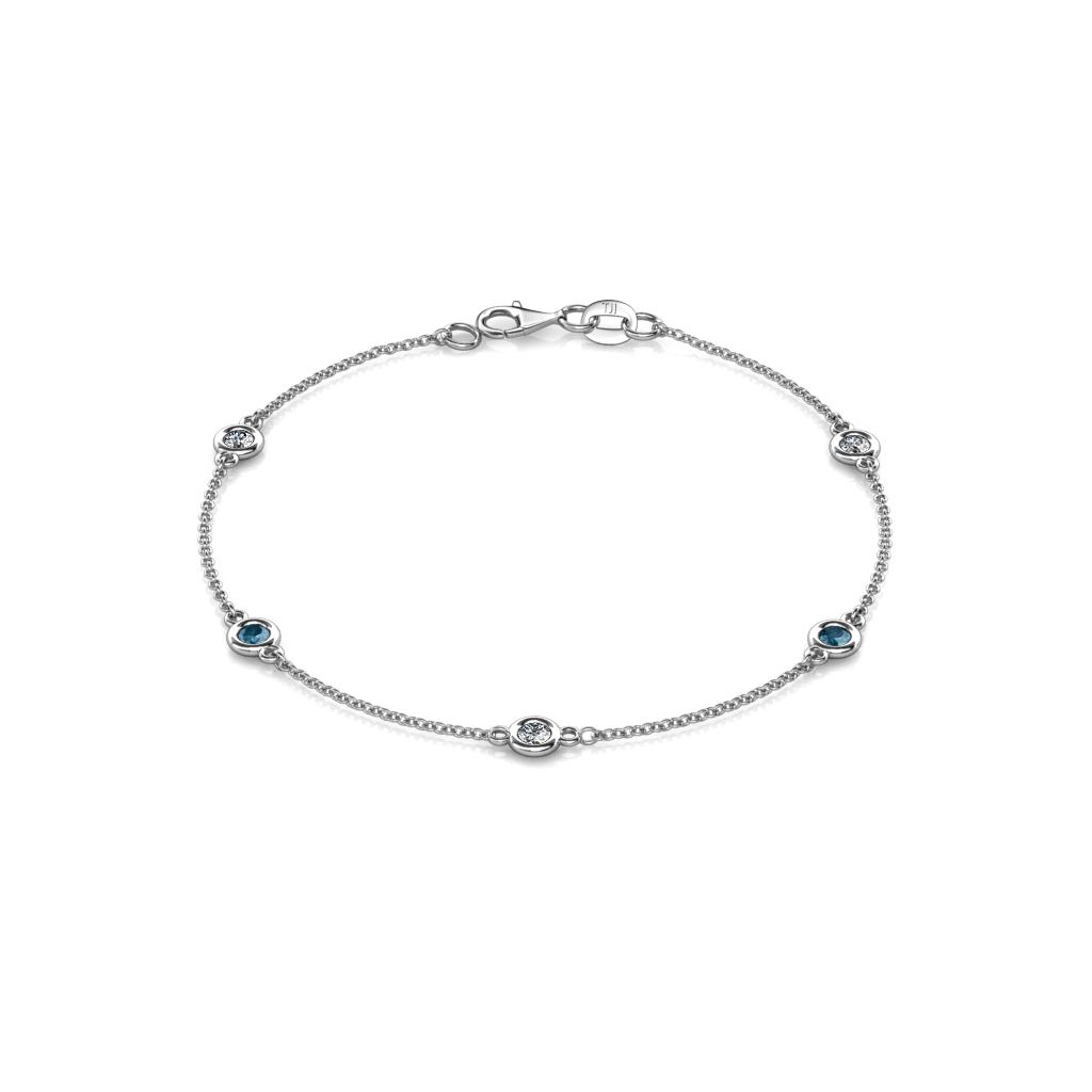Aizza 0.75 ctw Blue Diamond and Natural Diamond (3.50 mm) Station Bracelet 