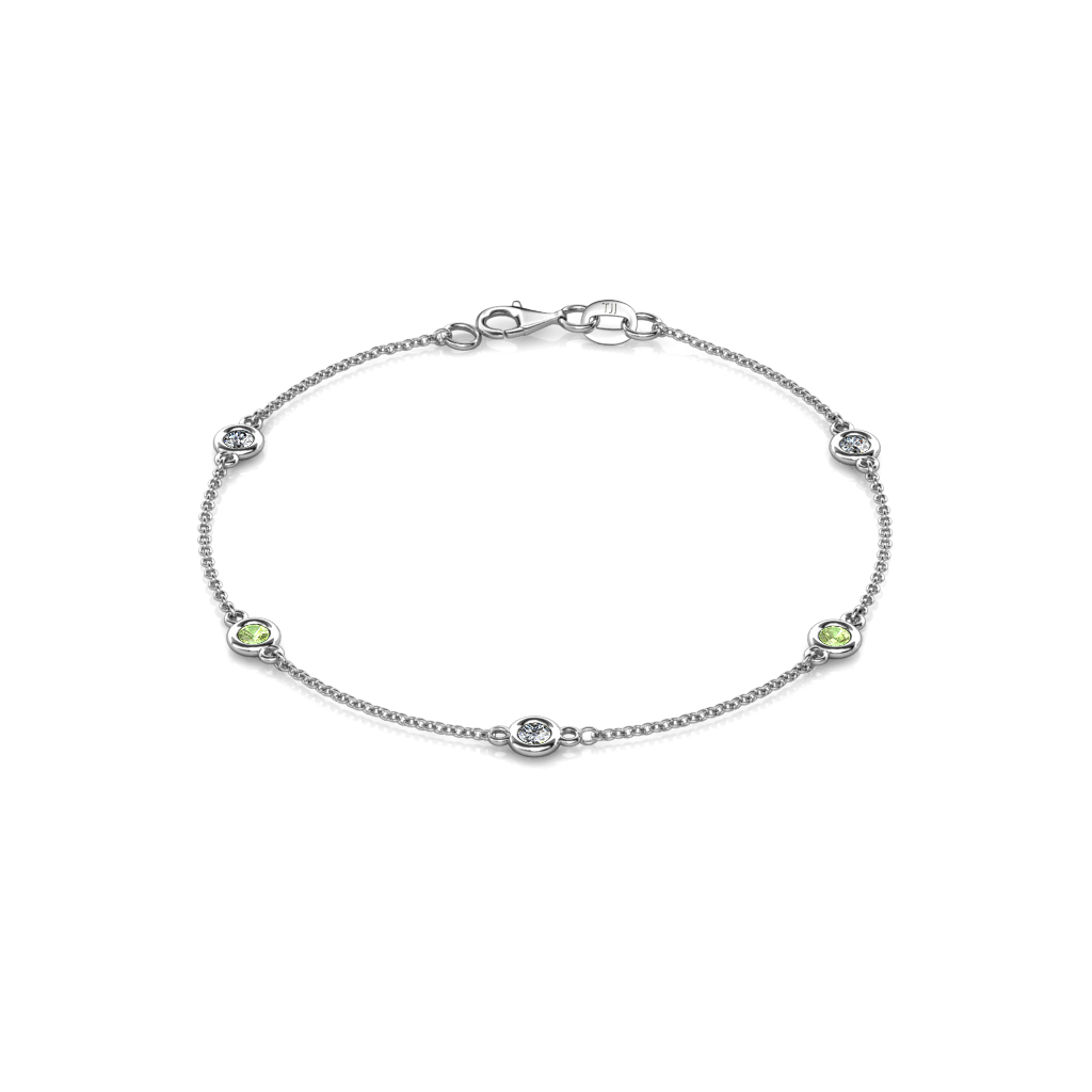 Aizza 0.79 ctw Peridot and Natural Diamond (3.50 mm) Station Bracelet 