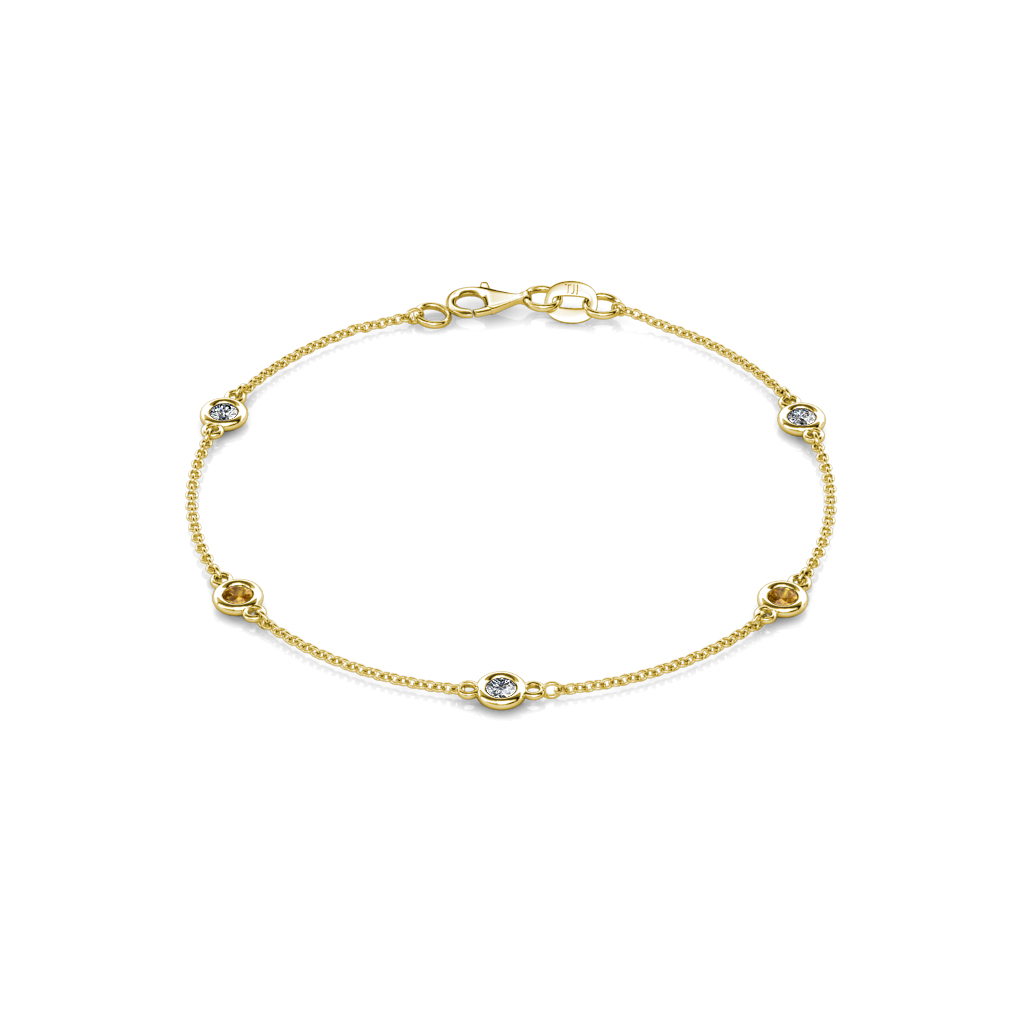 Aizza 0.73 ctw Citrine and Natural Diamond (3.50 mm) Station Bracelet 