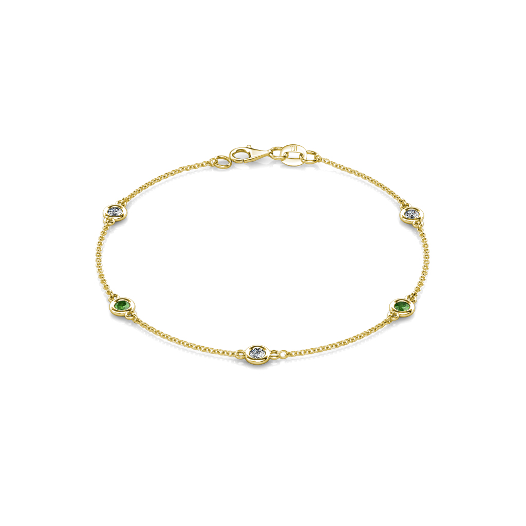 Aizza 0.79 ctw Green Garnet and Natural Diamond (3.50 mm) Station Bracelet 