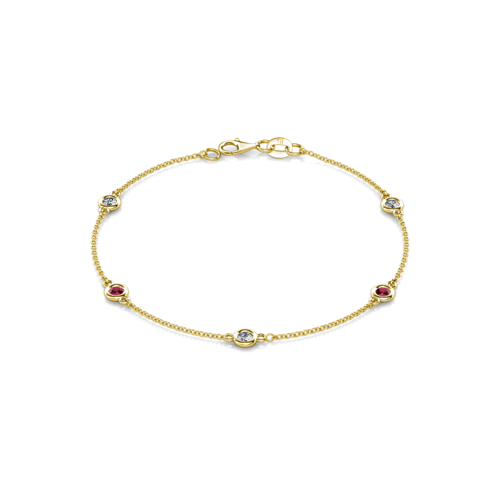 Aizza 0.76 ctw Ruby and Natural Diamond (3.50 mm) Station Bracelet 