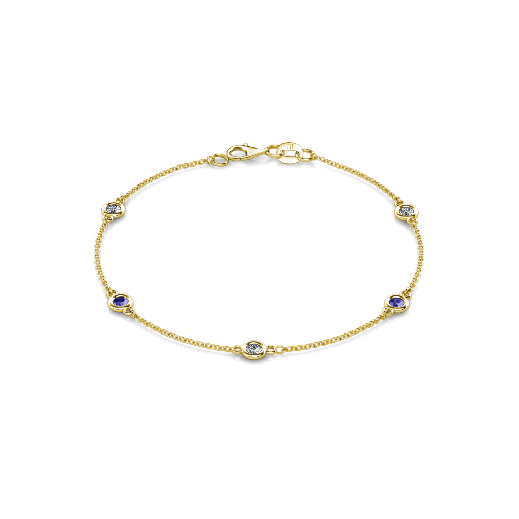 Aizza 0.75 ctw Tanzanite and Natural Diamond (3.50 mm) Station Bracelet 