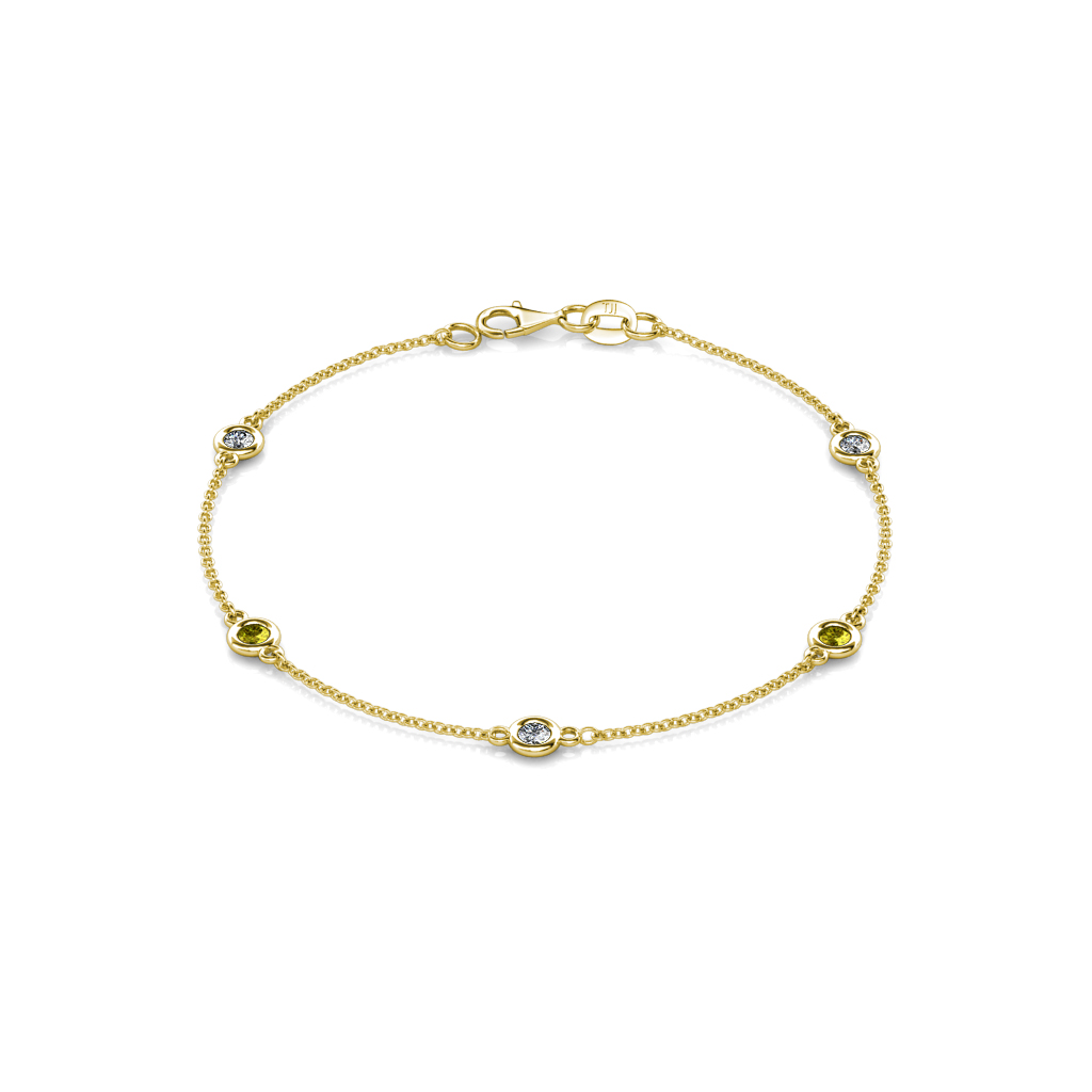 Aizza 0.75 ctw Yellow Diamond and Natural Diamond (3.50 mm) Station Bracelet 