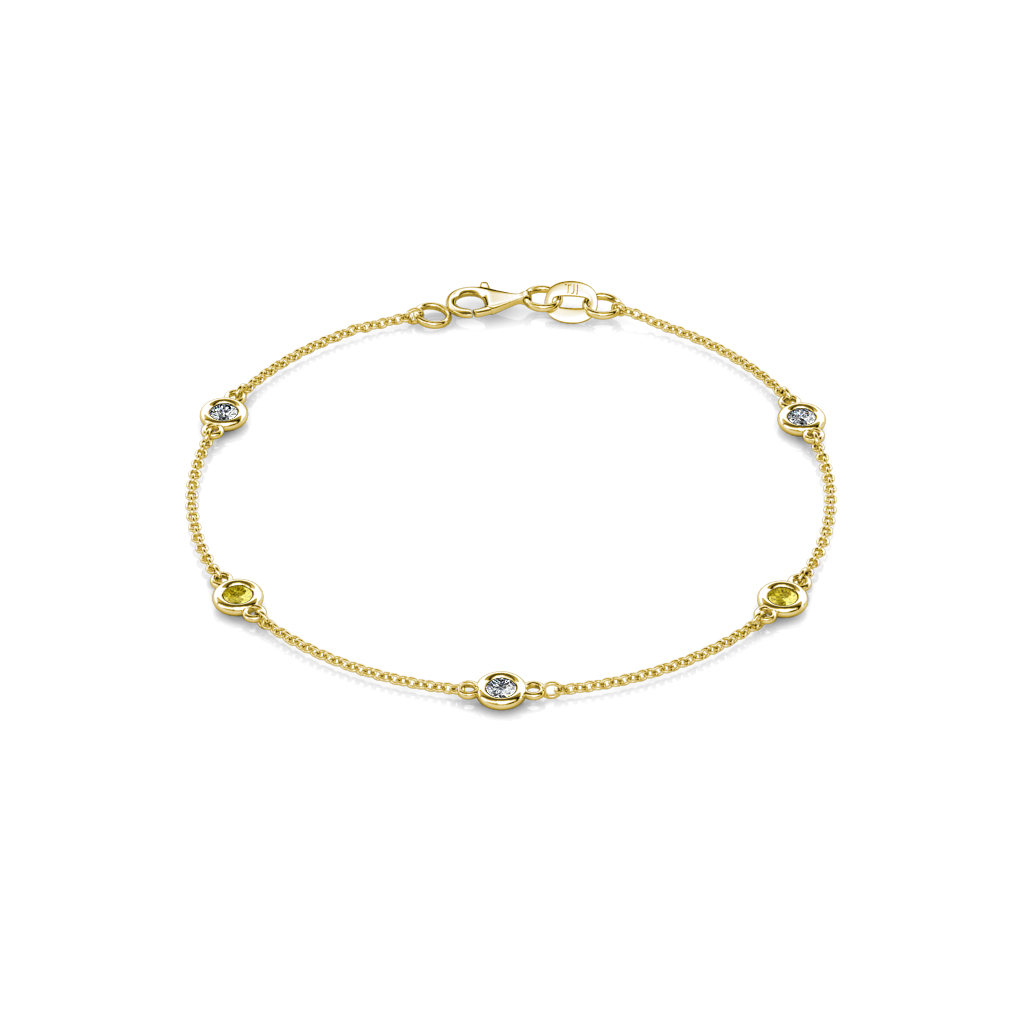 Aizza 0.76 ctw Yellow Sapphire and Natural Diamond (3.50 mm) Station Bracelet 