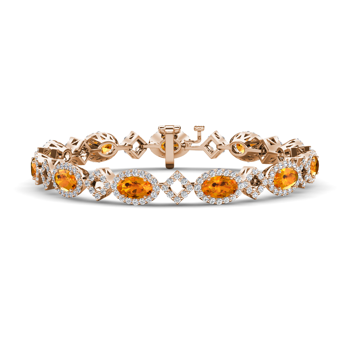 Ivanna 6.95 ctw Oval Citrine and Round Natural Diamond Eternity Tennis Bracelet 