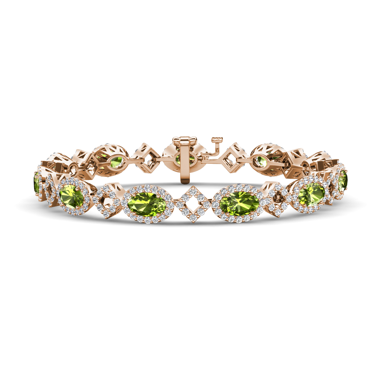Ivanna 8.16 ctw Oval Peridot and Round Natural Diamond Eternity Tennis Bracelet 