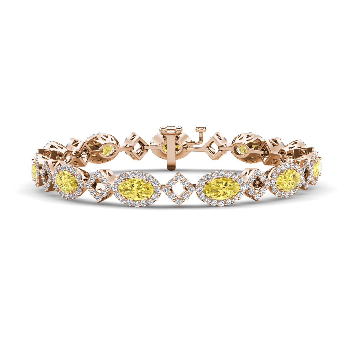 Ivanna 10.25 ctw Oval Created Yellow Sapphire and Round Natural Diamond Eternity Tennis Bracelet 