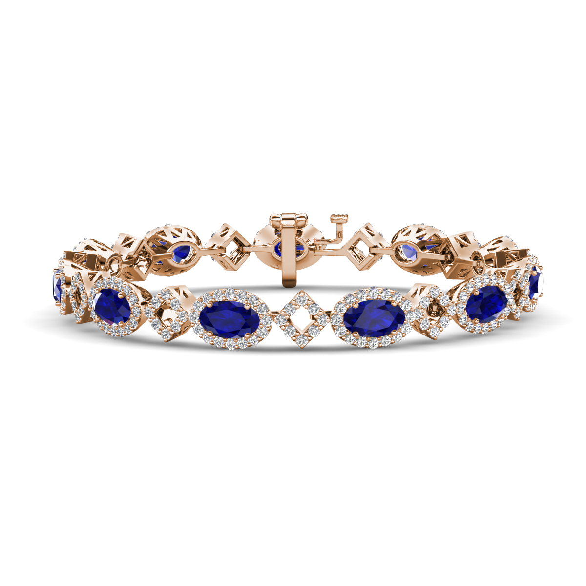 Ivanna 10.25 ctw Oval Created Blue Sapphire and Round Natural Diamond Eternity Tennis Bracelet 