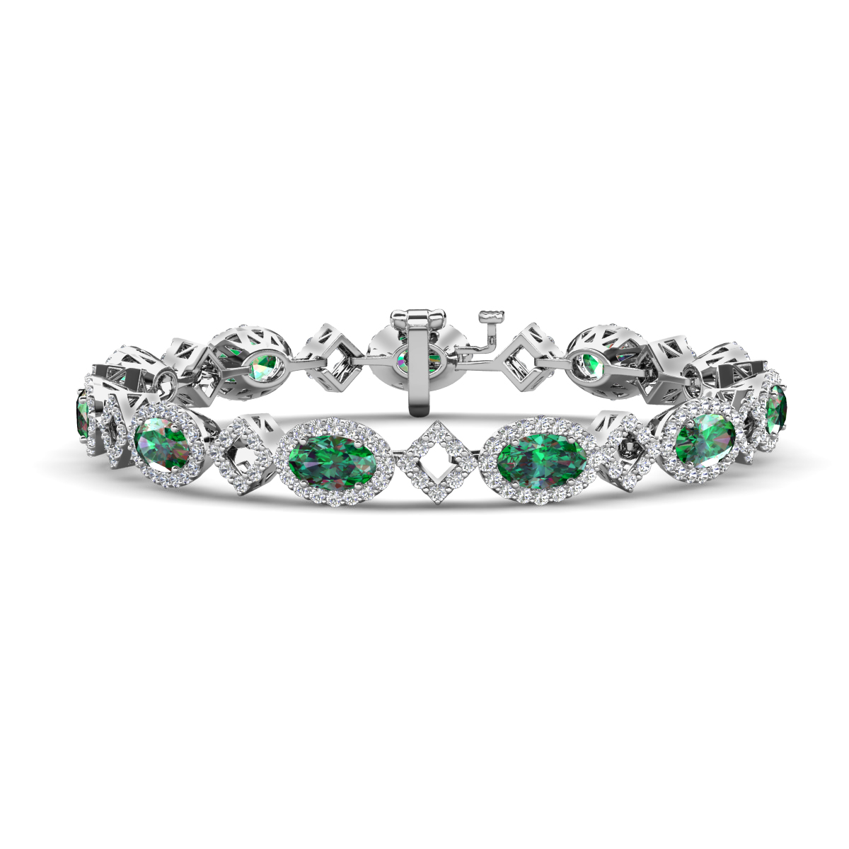 Ivanna 10.25 ctw Oval Created Alexandrite and Round Natural Diamond Eternity Tennis Bracelet 