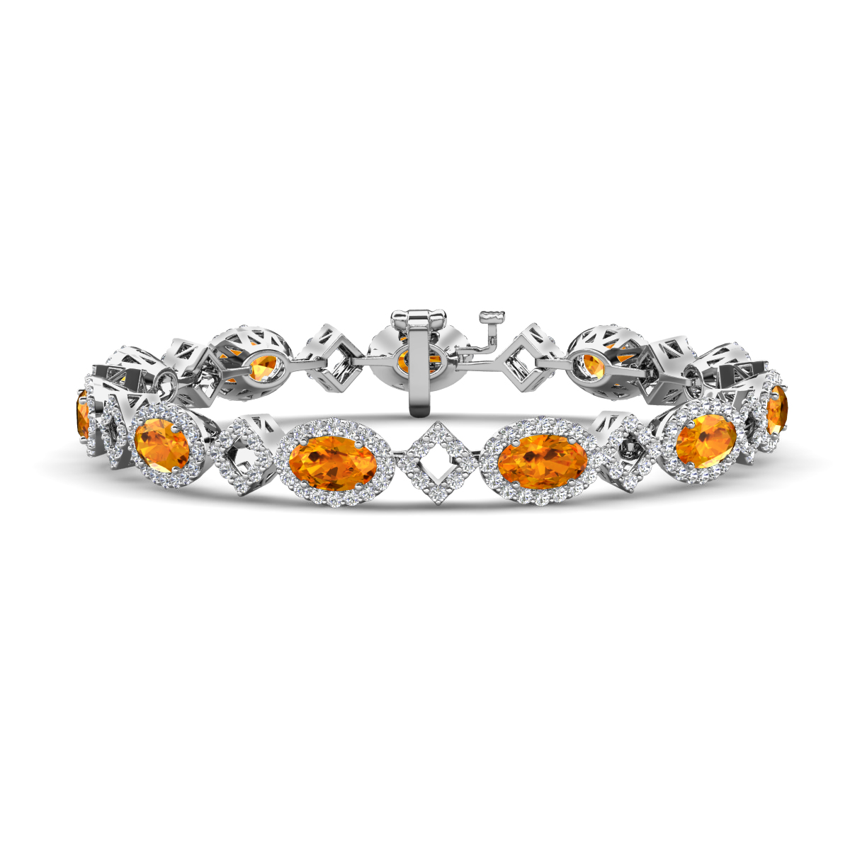 Ivanna 6.95 ctw Oval Citrine and Round Natural Diamond Eternity Tennis Bracelet 