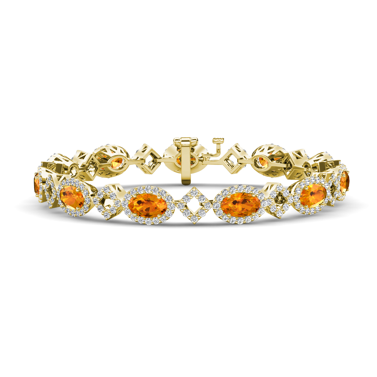 Ivanna 6.95 ctw Oval Citrine and Round Natural Diamond Eternity Tennis Bracelet 