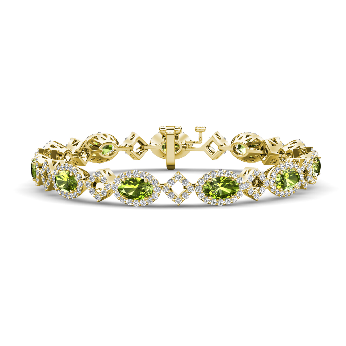 Ivanna 8.16 ctw Oval Peridot and Round Natural Diamond Eternity Tennis Bracelet 