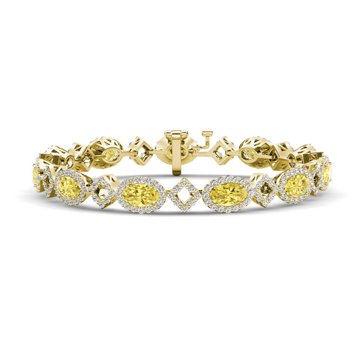 Ivanna 10.25 ctw Oval Created Yellow Sapphire and Round Natural Diamond Eternity Tennis Bracelet 