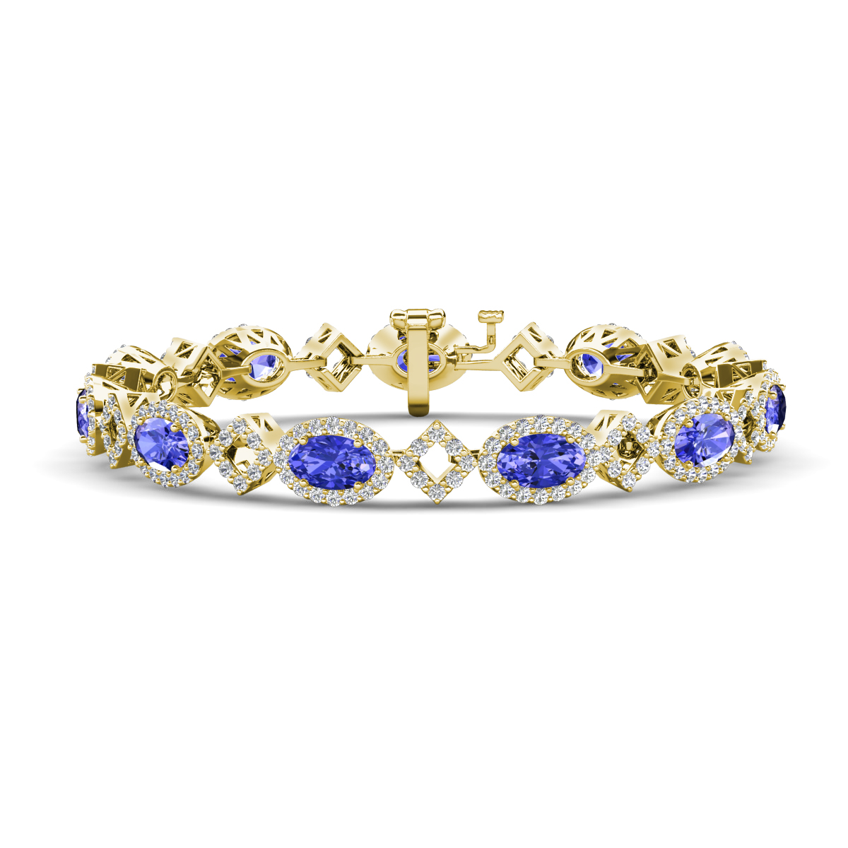 Ivanna 7.61 ctw Oval Tanzanite and Round Natural Diamond Eternity Tennis Bracelet 