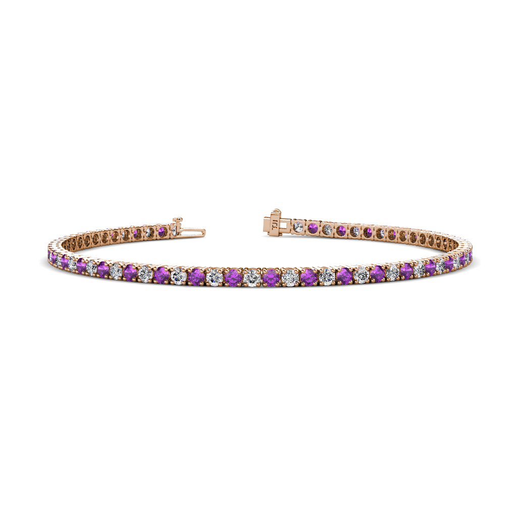 Leslie 2.40 mm Amethyst and Lab Grown Diamond Eternity Tennis Bracelet 
