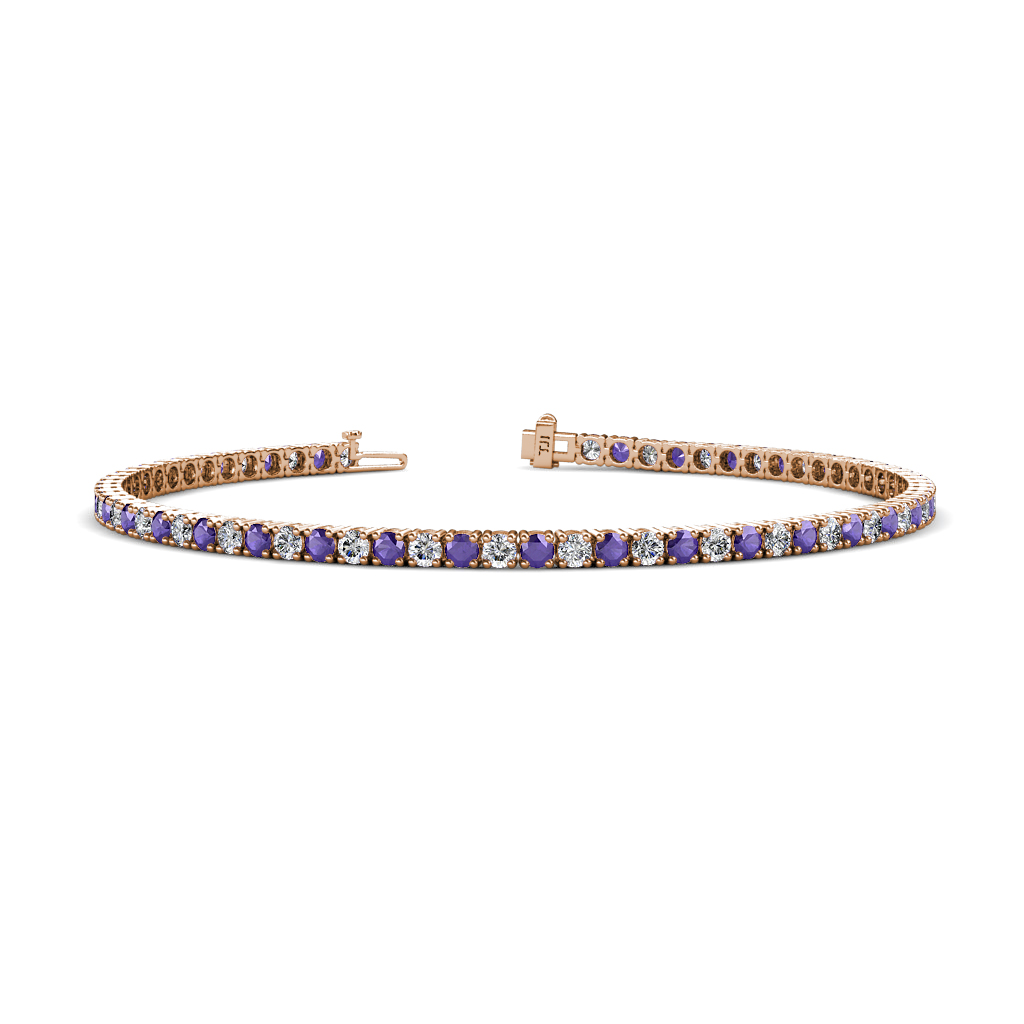 Leslie 2.40 mm Iolite and Lab Grown Diamond Eternity Tennis Bracelet 
