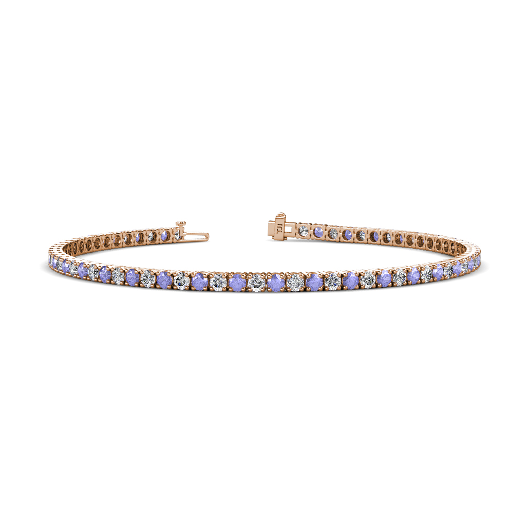 Leslie 2.40 mm Tanzanite and Diamond Eternity Tennis Bracelet 