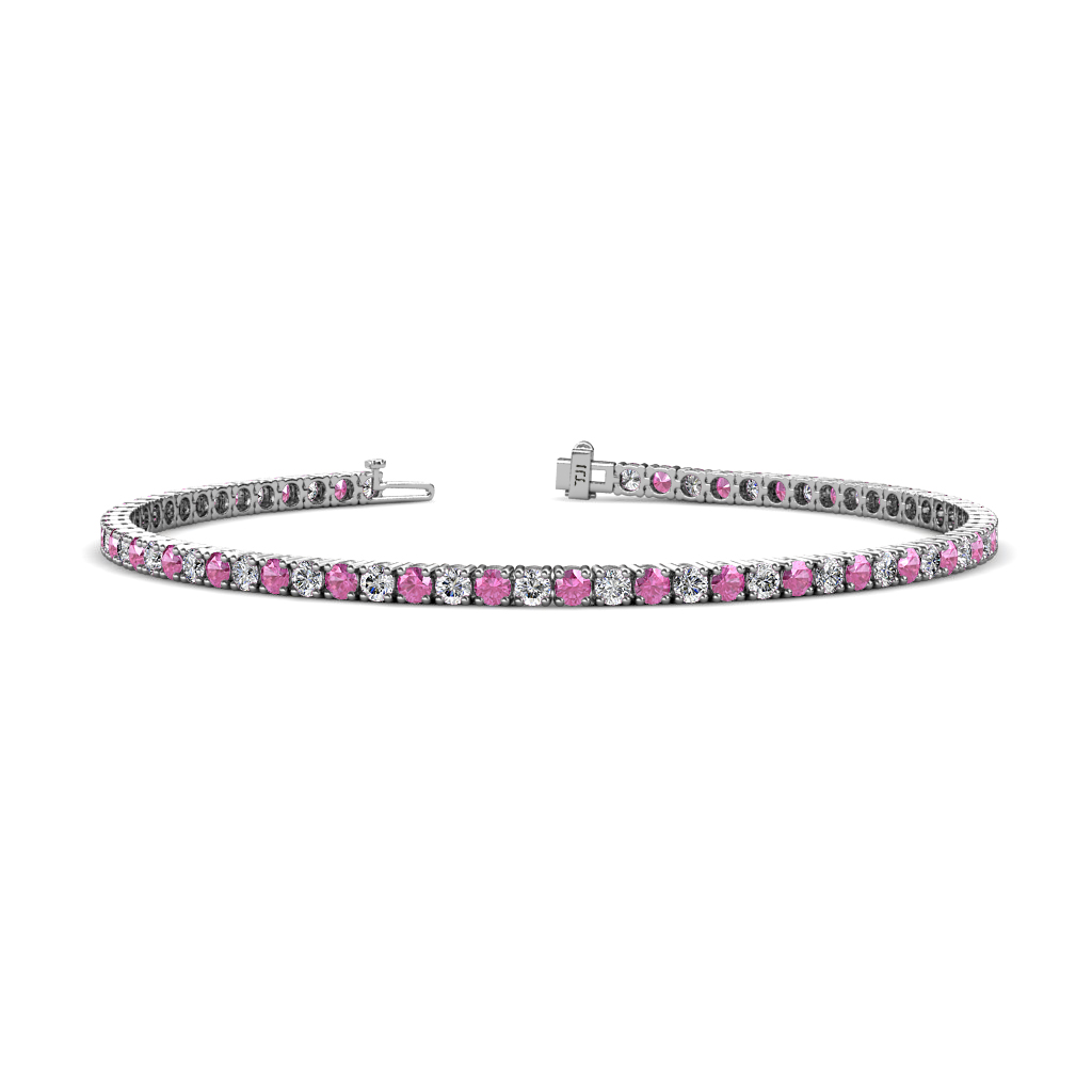 Leslie 2.40 mm Pink Sapphire and Diamond Eternity Tennis Bracelet 