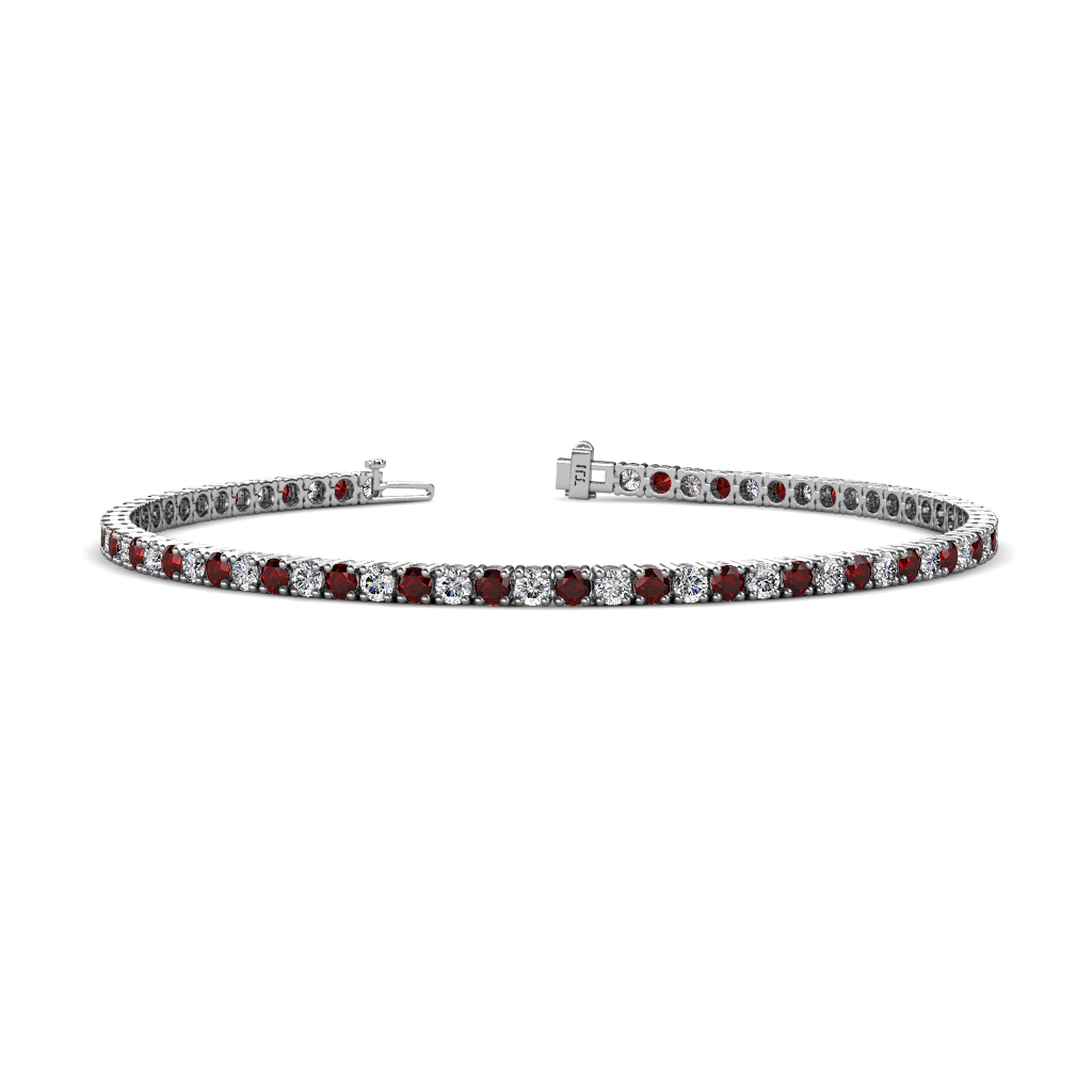 Leslie 2.40 mm Red Garnet and Diamond Eternity Tennis Bracelet 