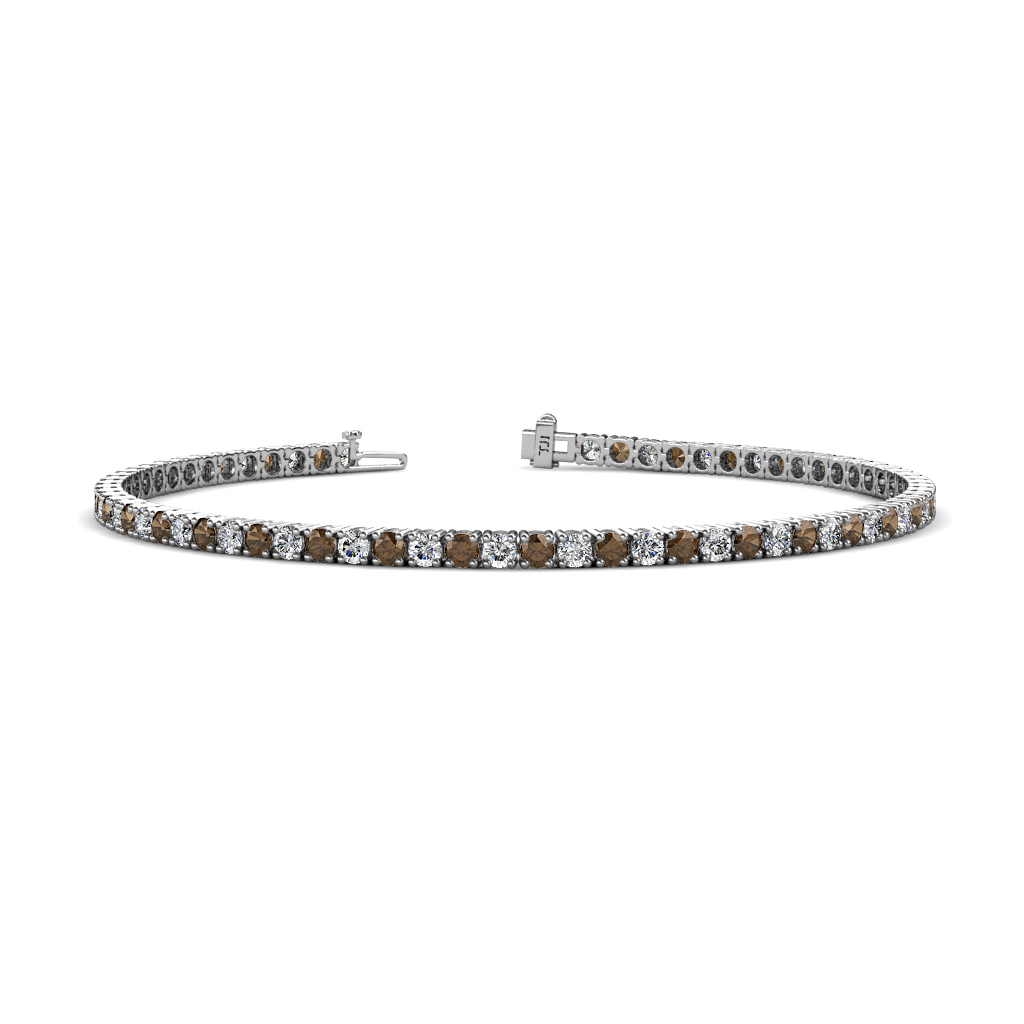 Leslie 2.40 mm Smoky Quartz and Diamond Eternity Tennis Bracelet 