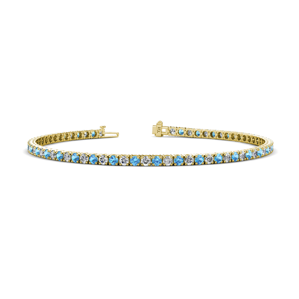 Leslie 2.40 mm Blue Topaz and Diamond Eternity Tennis Bracelet 